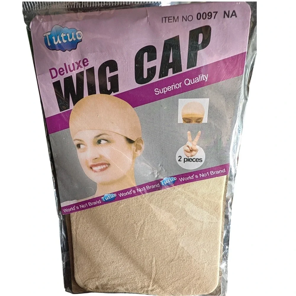 Deluxe Wig Cap 2 Pieces Tan One Size Thin Stocking Fabric NWT